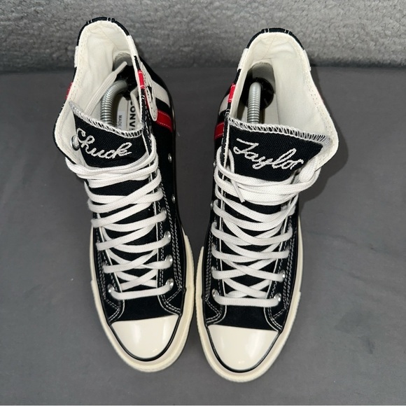 Converse Shoes Mens 8 Black Chuck 70 Archival Stripes High Top Sneakers - Picture 7 of 8
